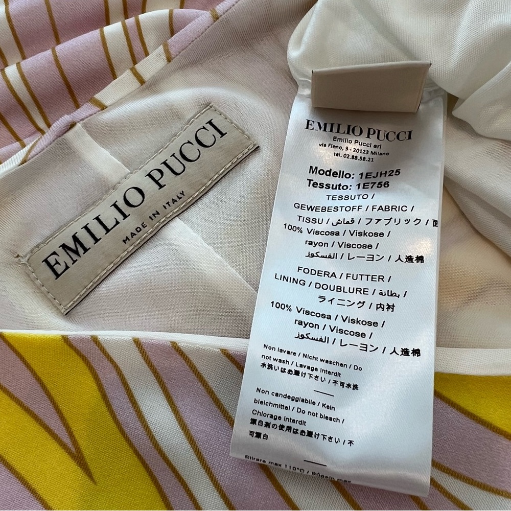EMILIO PUCCI LAVENDER YELLOW VISCOSE DRESS MODEL 1EJH25 SIZE IT 40 / US 6 - Picture 16 of 17